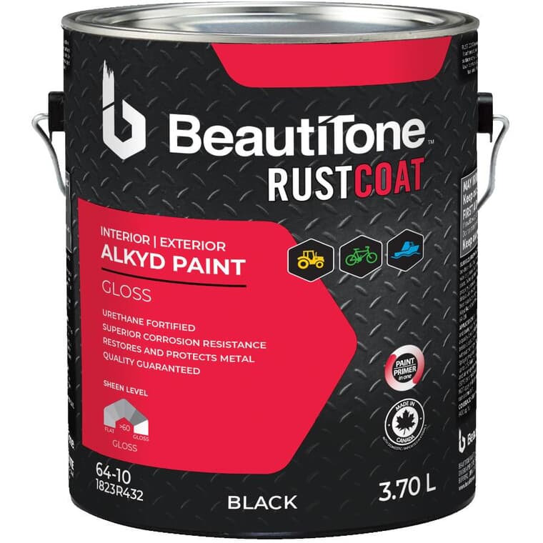 Alkyd Rust Paint - Gloss Black, 3.7 L