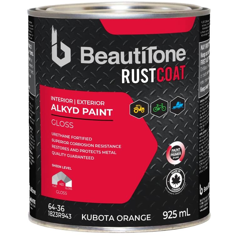 Alkyd Rust Paint - Gloss Kubota Orange, 925 ml