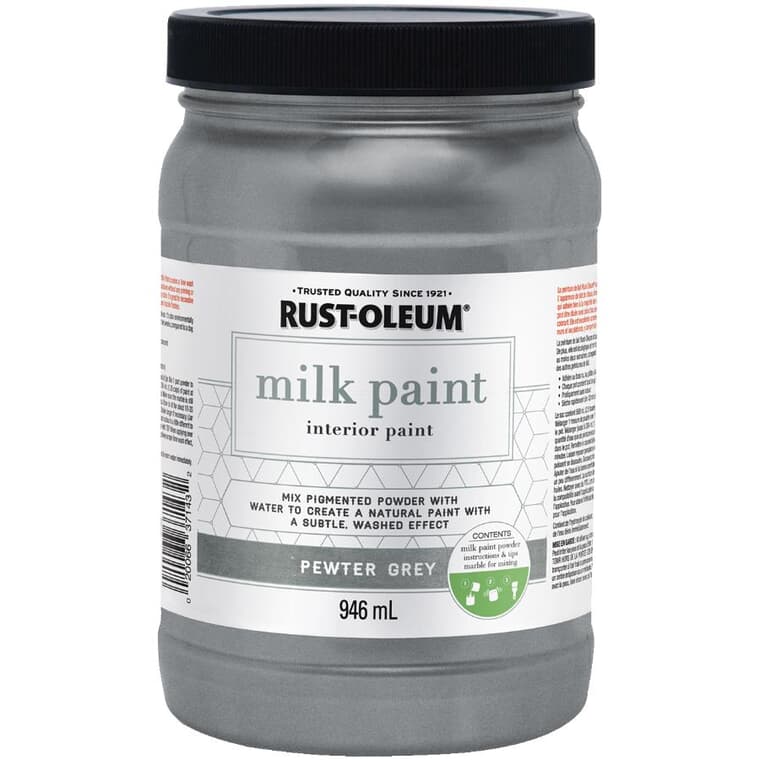 Peinture de lait pour intérieur, gris étain, 946 ml