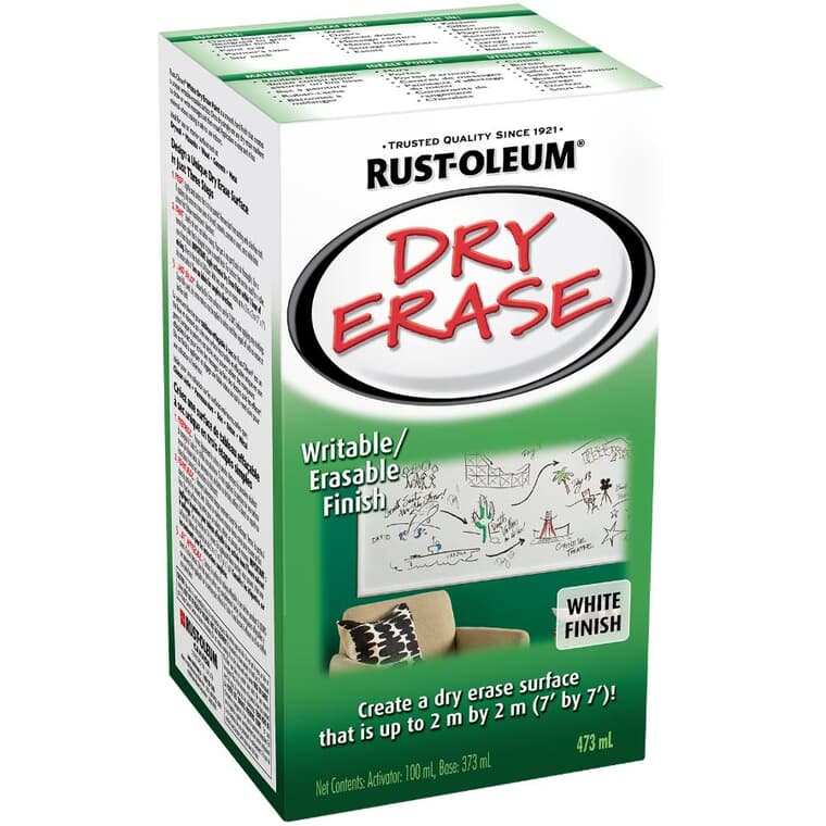 Dry Erase Writable-Erasable Finish Paint Kit - White, 473 ml
