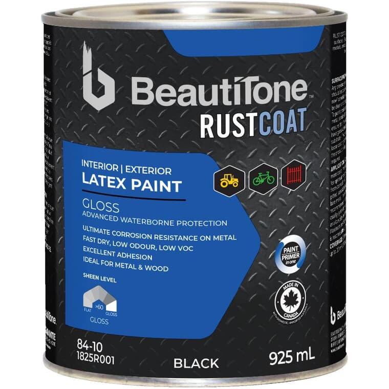 Latex Rust Paint - Gloss Black, 925 ml