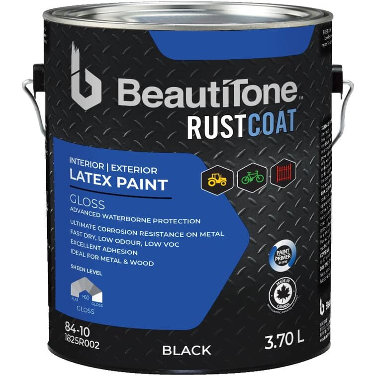 Latex Rust Paint - Gloss Black, 3.7 L