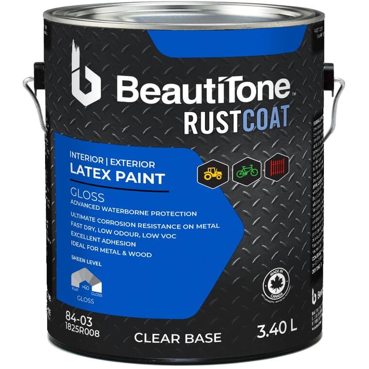 Latex Rust Paint - Gloss Clear Base, 3.4 L