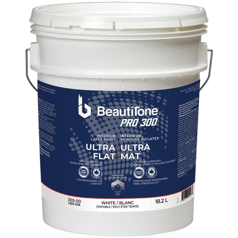 Interior Latex Ultra Flat Touch-Up Paint - White, 18.2 L