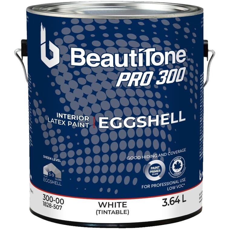 Interior Latex Enamel Eggshell Paint - High Hide White, 3.64 L