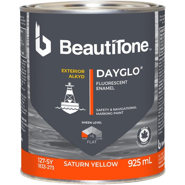 Exterior DayGlo Fluorescent Enamel Paint - Saturn Yellow, 925 ml