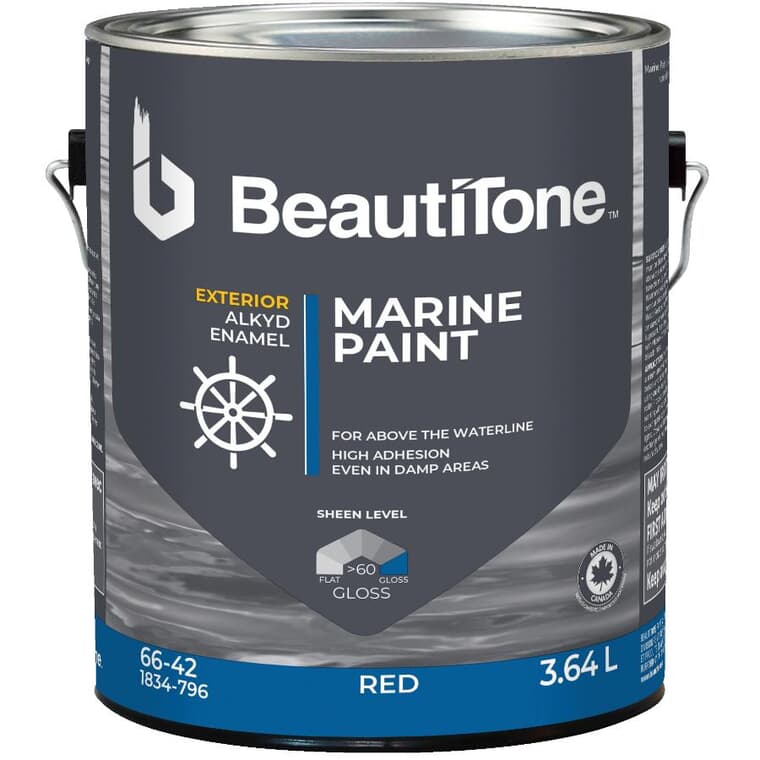 Alkyd Marine Paint - Red, 3.64 L
