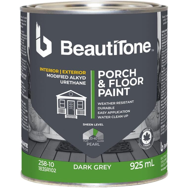 Interior / Exterior Alkyd Pearl Porch & Floor Paint - Dark Grey, 925 ml