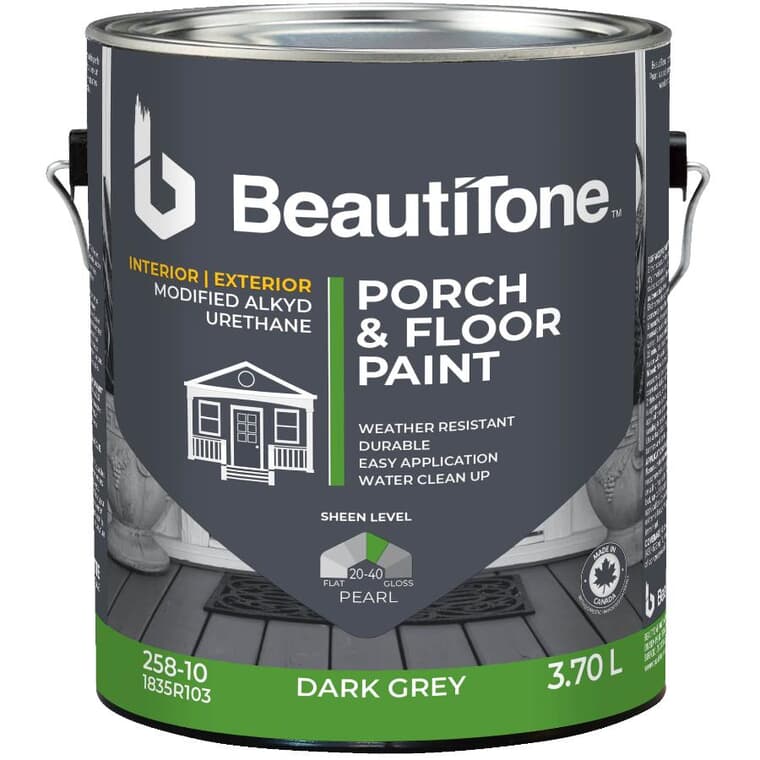 Interior / Exterior Modified Alkyd Porch & Floor Paint - Dark Grey, 3.7 L
