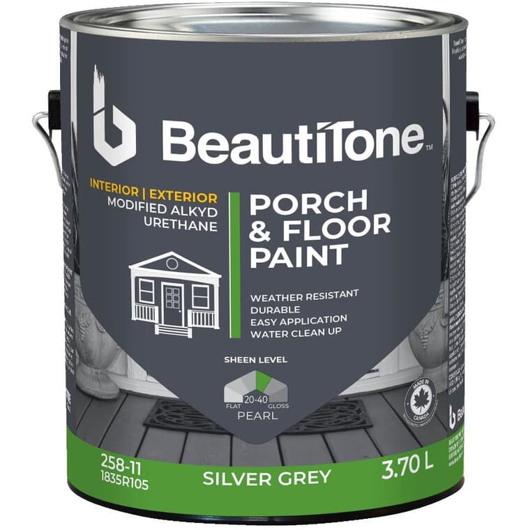Interior / Exterior Alkyd Pearl Porch & Floor Paint - Silver Grey, 3.7 L