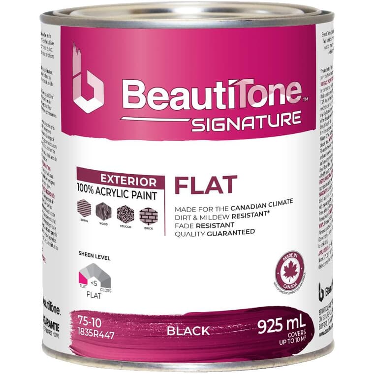 Exterior Acrylic Latex Flat Paint - Black, 925 ml
