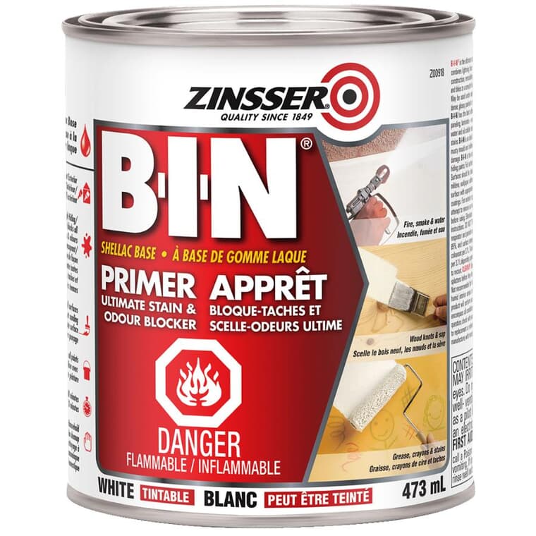 BIN Stain Killer Alkyd Primer-Sealer - White, 473 ml