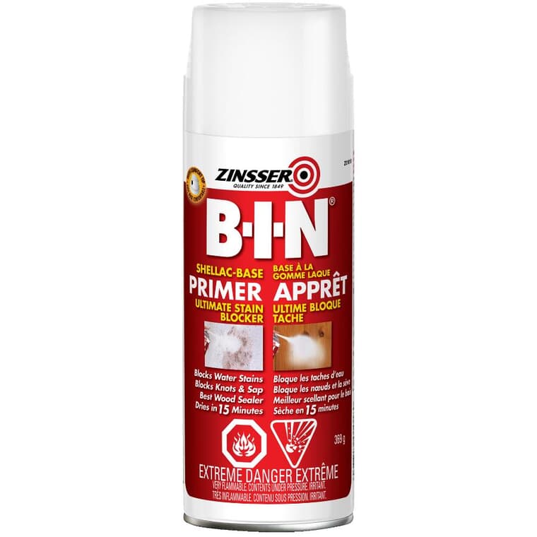 BIN Stain Killer Alkyd Primer-Sealer Spray - White, 369 g
