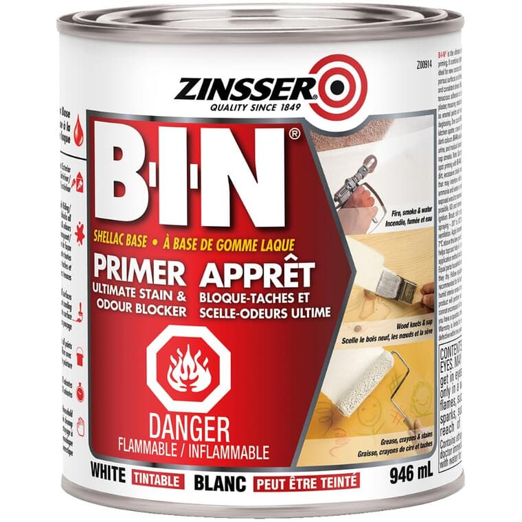 BIN Stain Killer Alkyd Primer-Sealer - White, 946 ml