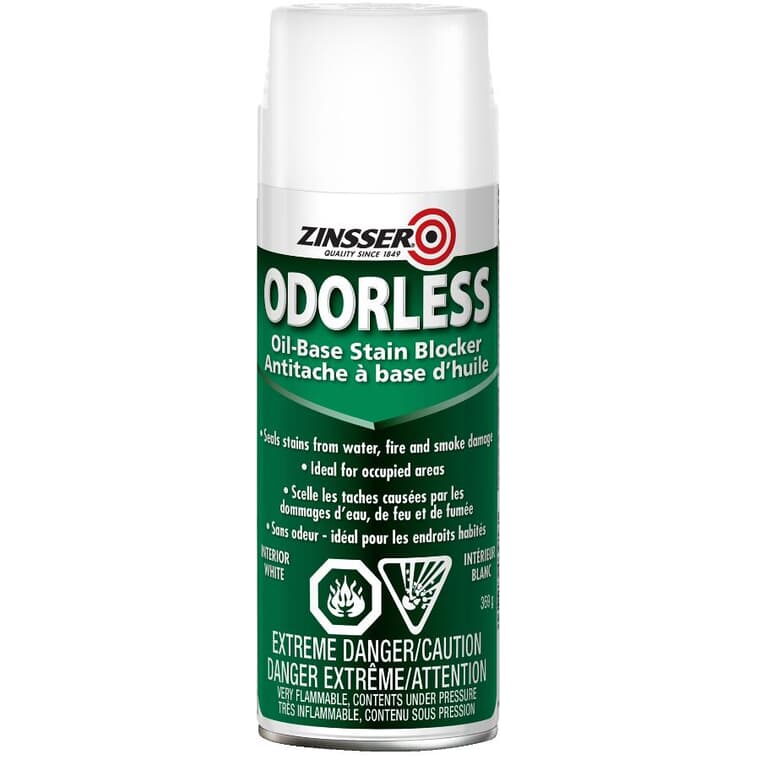 Odorless Oil-Based Stain Blocker Alkyd Primer Spray - White, 369 g