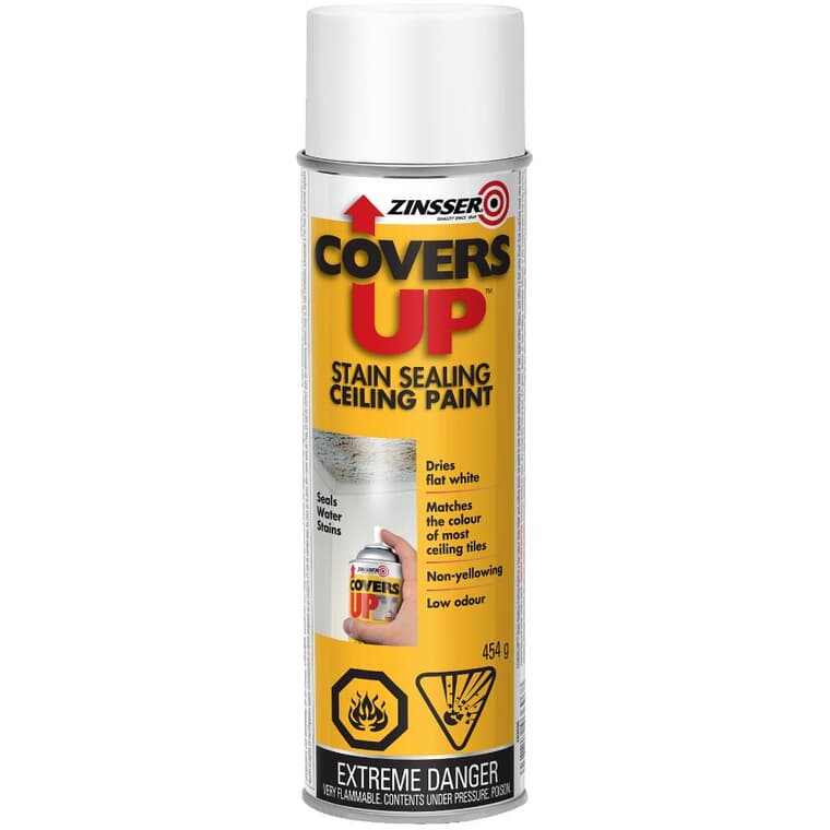Covers Up Stain Sealing Ceiling Alkyd Primer Spray - White, 454 g