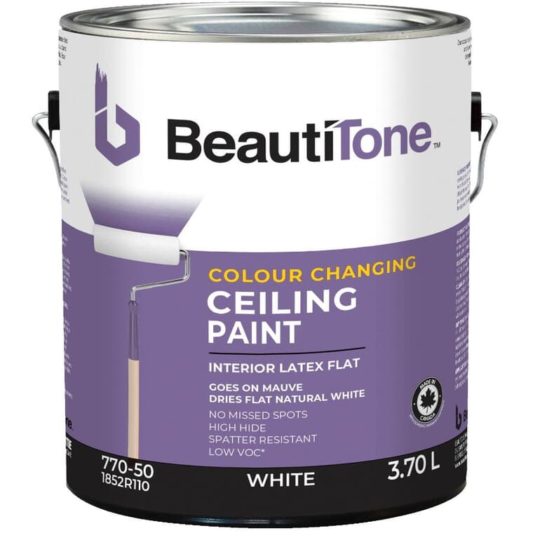 Colour Changing Latex Ceiling Paint - Flat White, 3.7 L