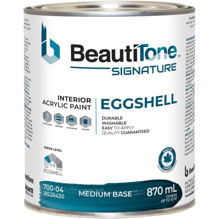 Interior Acrylic Latex Eggshell Paint - Medium Base, 870 ml