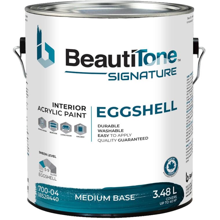 Interior Acrylic Latex Eggshell Paint - Medium Base, 3.48 L