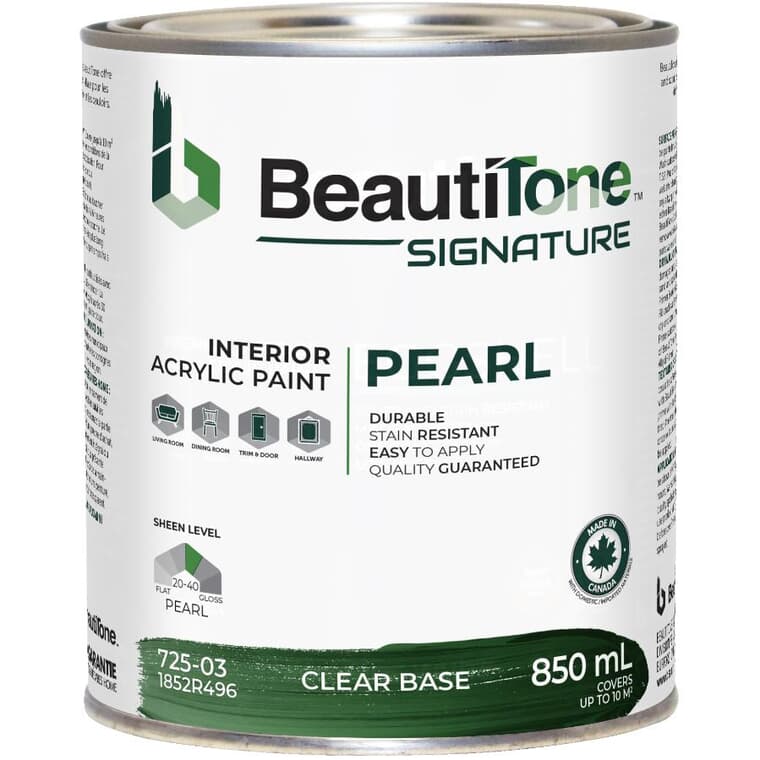Interior Acrylic Latex Pearl Paint - Clear Base, 850 ml