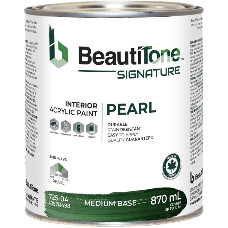Interior Acrylic Latex Pearl Paint - Medium Base, 870 ml