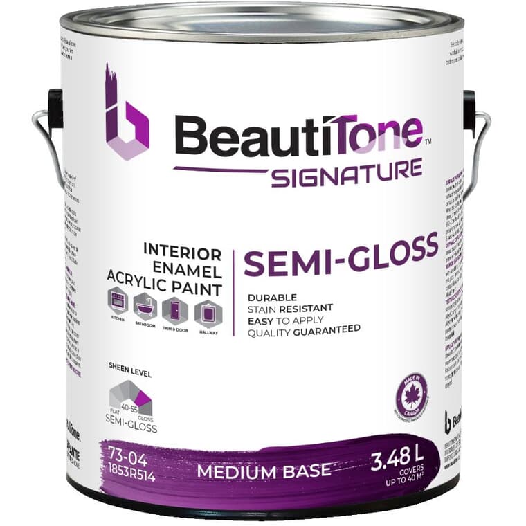 Interior Acrylic Latex Semi-Gloss Paint - Medium Base, 3.48 L