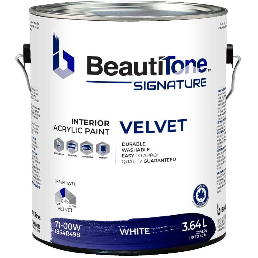 BEAUTITONE SIGNATURE:Interior Acrylic Latex Velvet Paint - White, 3.64 L