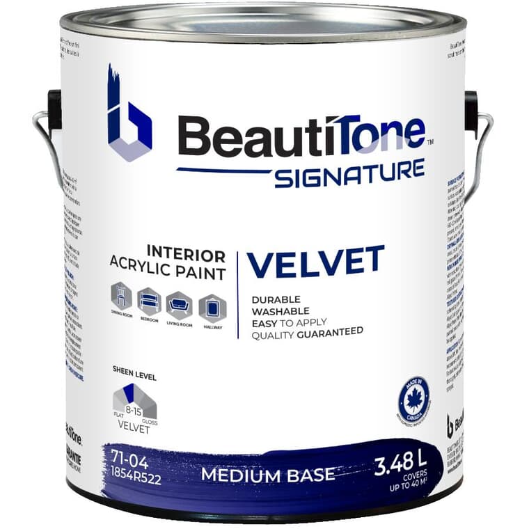 Interior Acrylic Latex Velvet Paint - Medium Base, 3.48 L