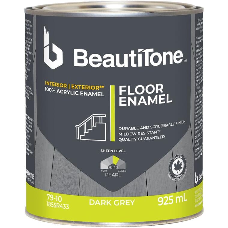 Interior / Exterior Acrylic Latex Pearl Floor Paint - Dark Grey, 925 ml