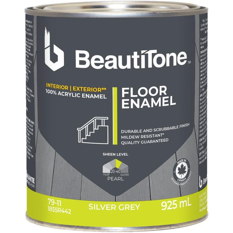 Interior / Exterior Acrylic Latex Pearl Floor Paint - Silver Grey, 925 ml