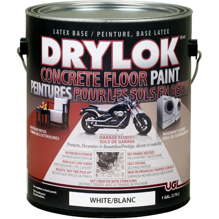 Concrete Floor Latex Paint - White, 3.79 L