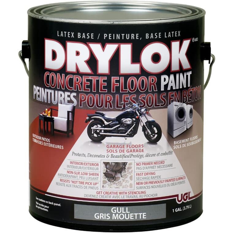 Concrete Floor Latex Paint - Gull, 3.79 L