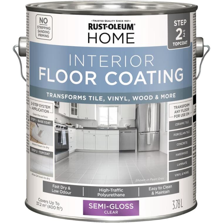 Interior Floor Coating Topcoat - Semi-Gloss Finish, 3.78 L