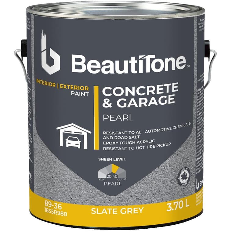 Concrete & Garage Acrylic Latex Paint - Slate Grey, 3.7 L