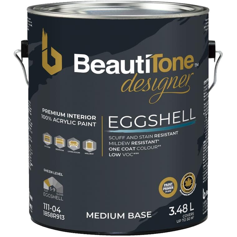 Interior Acrylic Latex Eggshell Paint & Primer - Medium Base, 3.48 L