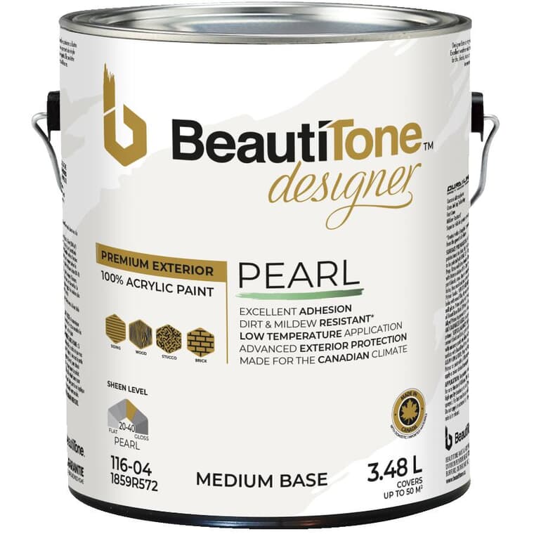Pearl Exterior Latex Paint - Medium Base, 3.48 L