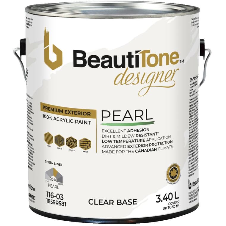 Pearl Exterior Latex Paint - Clear Base, 3.4 L