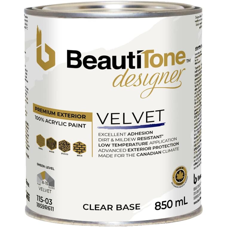 Velvet Exterior Latex Paint - Clear Base, 850 ml