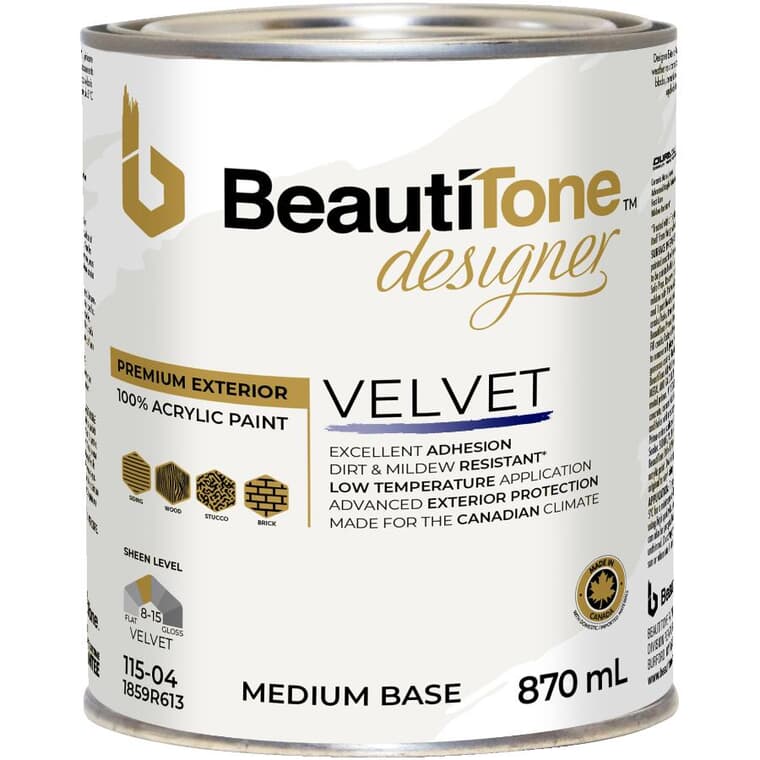 Velvet Exterior Latex Paint - Medium Base, 870 ml