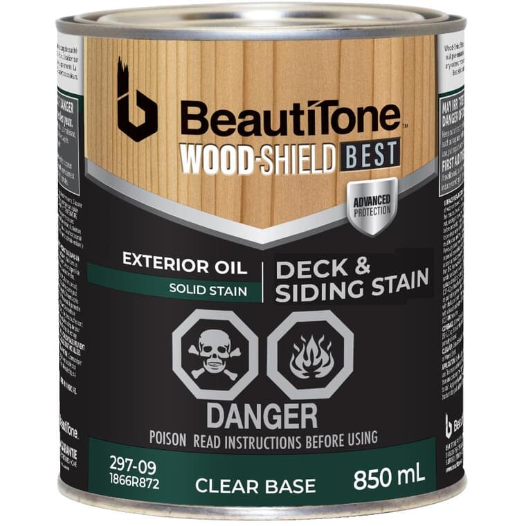 Oil Deck & Siding Stain - Solid Clear Base, 850 ml