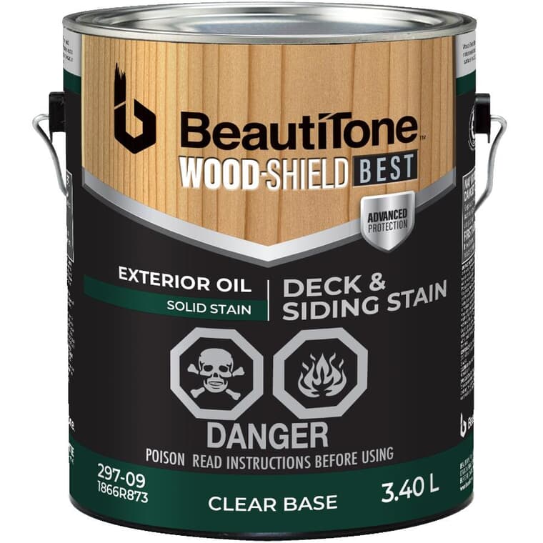 Oil Deck & Siding Stain - Solid Clear Base, 3.4 L