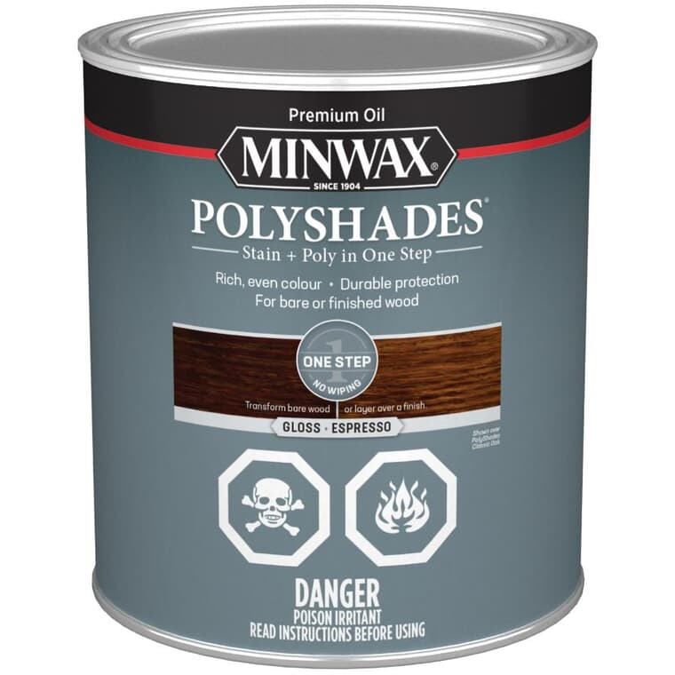 PolyShades Stain & Polyurethane - Gloss Espresso, 946 ml