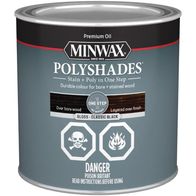 PolyShades Stain & Polyurethane - Gloss Black, 236 ml