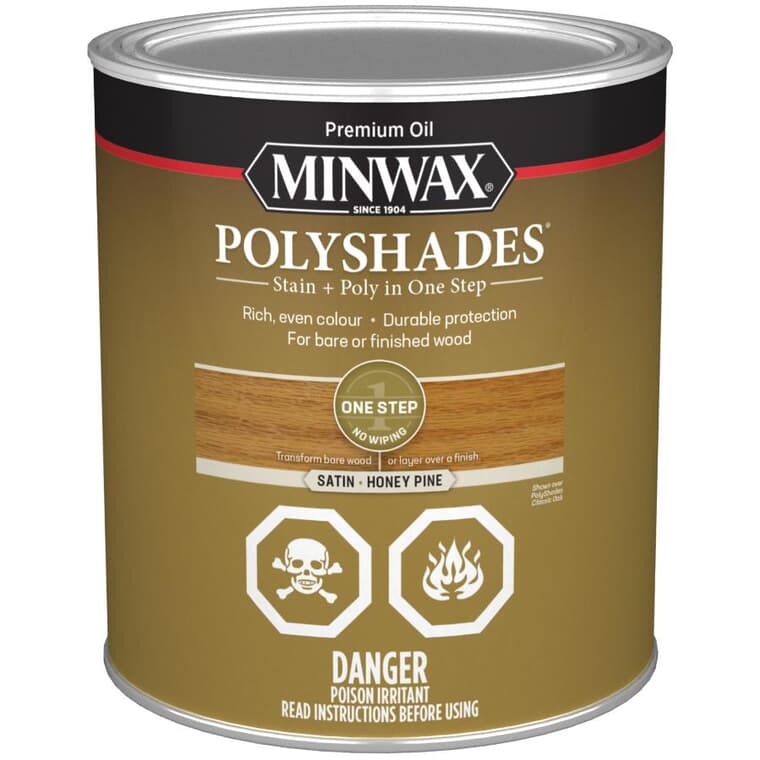 PolyShades Stain & Polyurethane - Satin Honey Pine, 946 ml