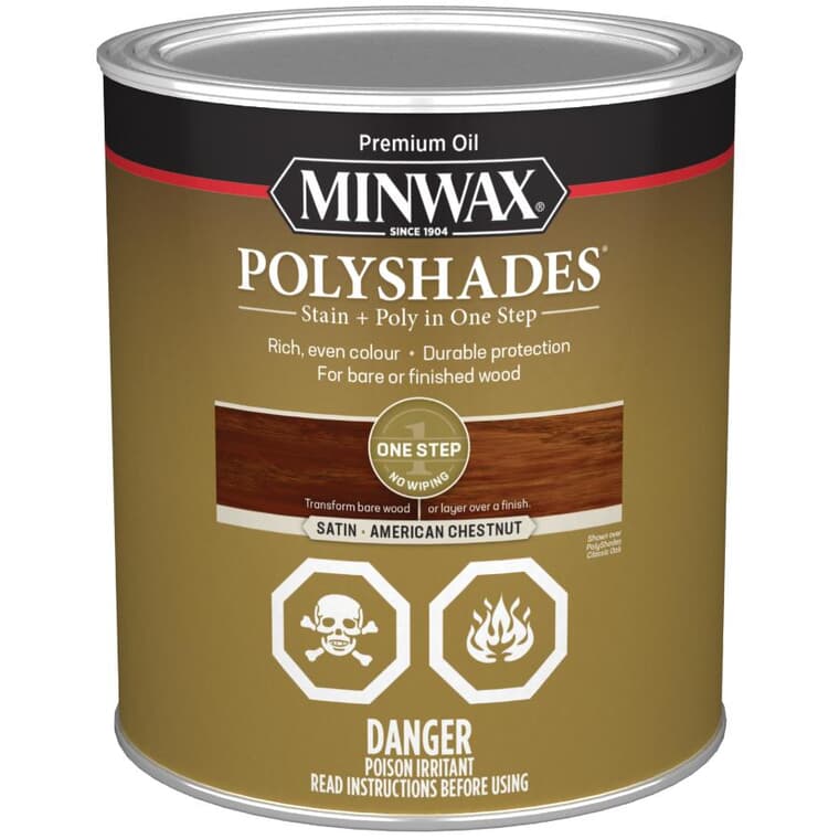 PolyShades Stain & Polyurethane - Satin Chestnut, 946 ml