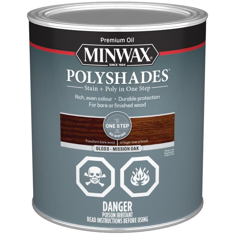 PolyShades Stain & Polyurethane - Gloss Mission Oak, 946 ml