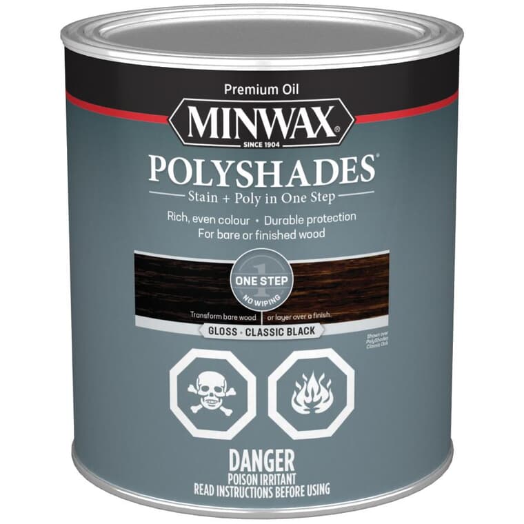 PolyShades Stain & Polyurethane - Gloss Black, 946 ml