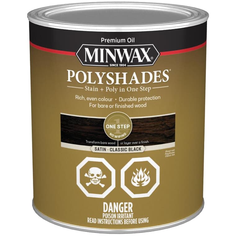 PolyShades Stain & Polyurethane - Satin Black, 946 ml