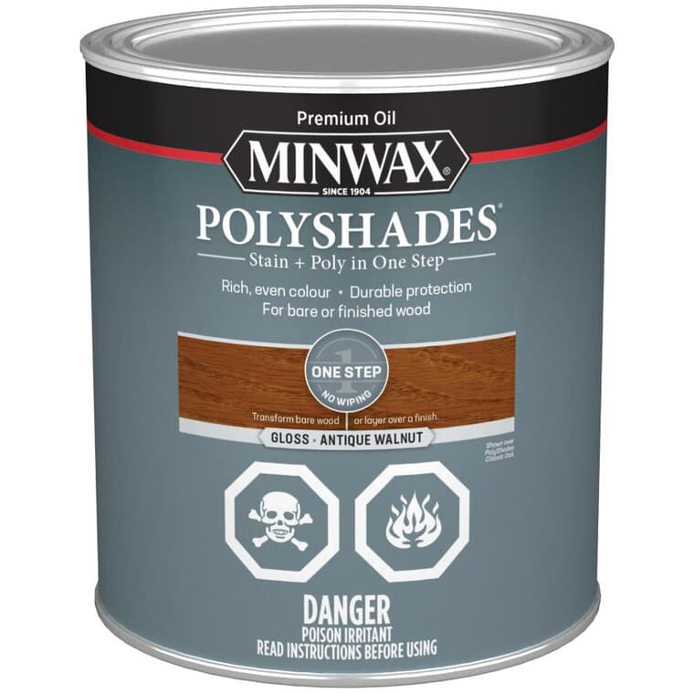 PolyShades Stain & Polyurethane - Gloss Antique Walnut, 946 ml