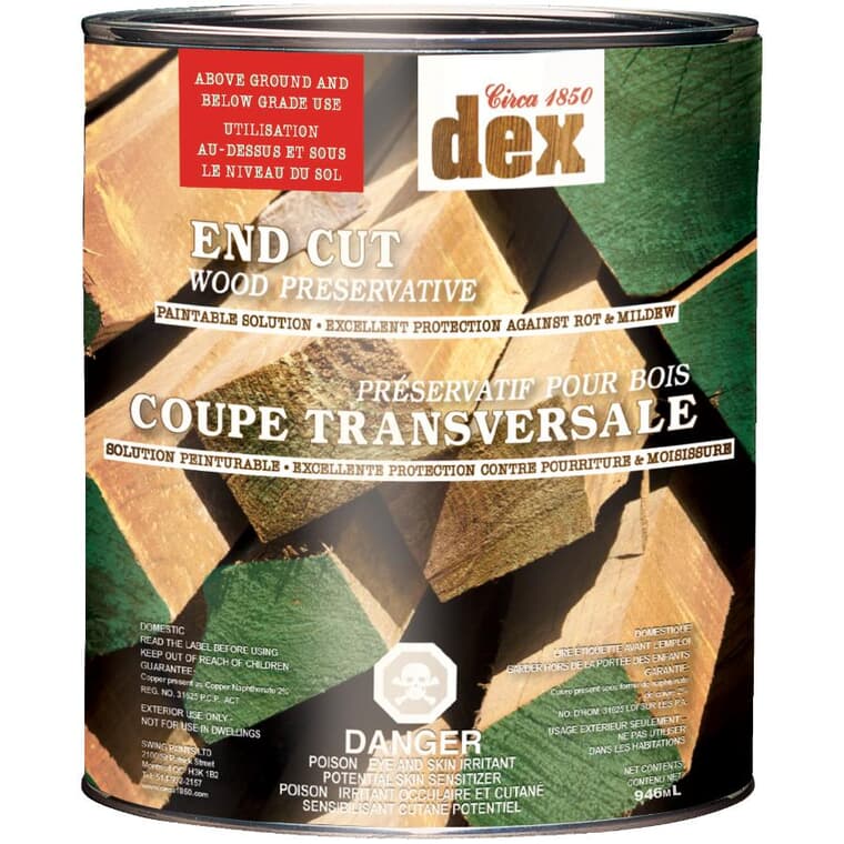 Scellant de préservation du bois Dex, coupe transversale, vert doux, 946 ml